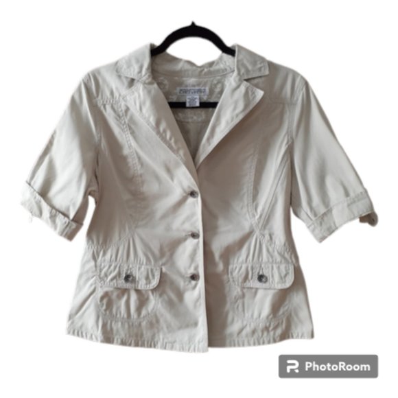 POINT ZERO Nicole Benisti Short Sleeve Beige Jacket - Size L - Picture 1 of 6